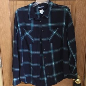 Plaid button down blouse